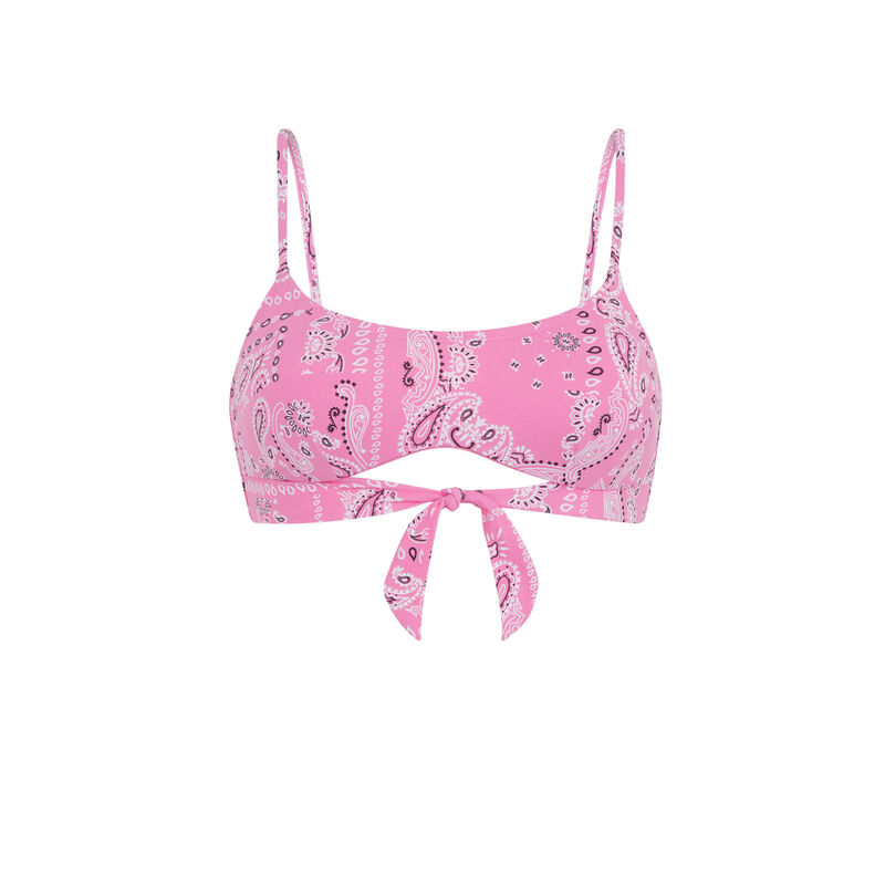 Haut de maillot de bain bralette imprimé bandana - rose Haut de maillot de bain bralette imprimé bandana - rose;