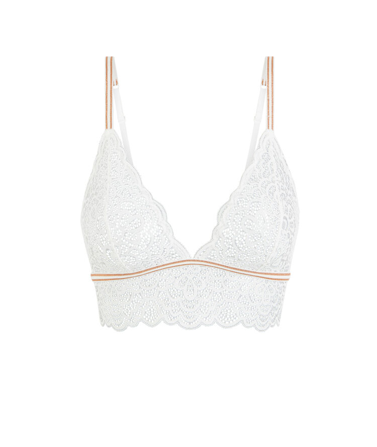 Triangle bustier sans armatures en dentelle lurexbandiz blanc.