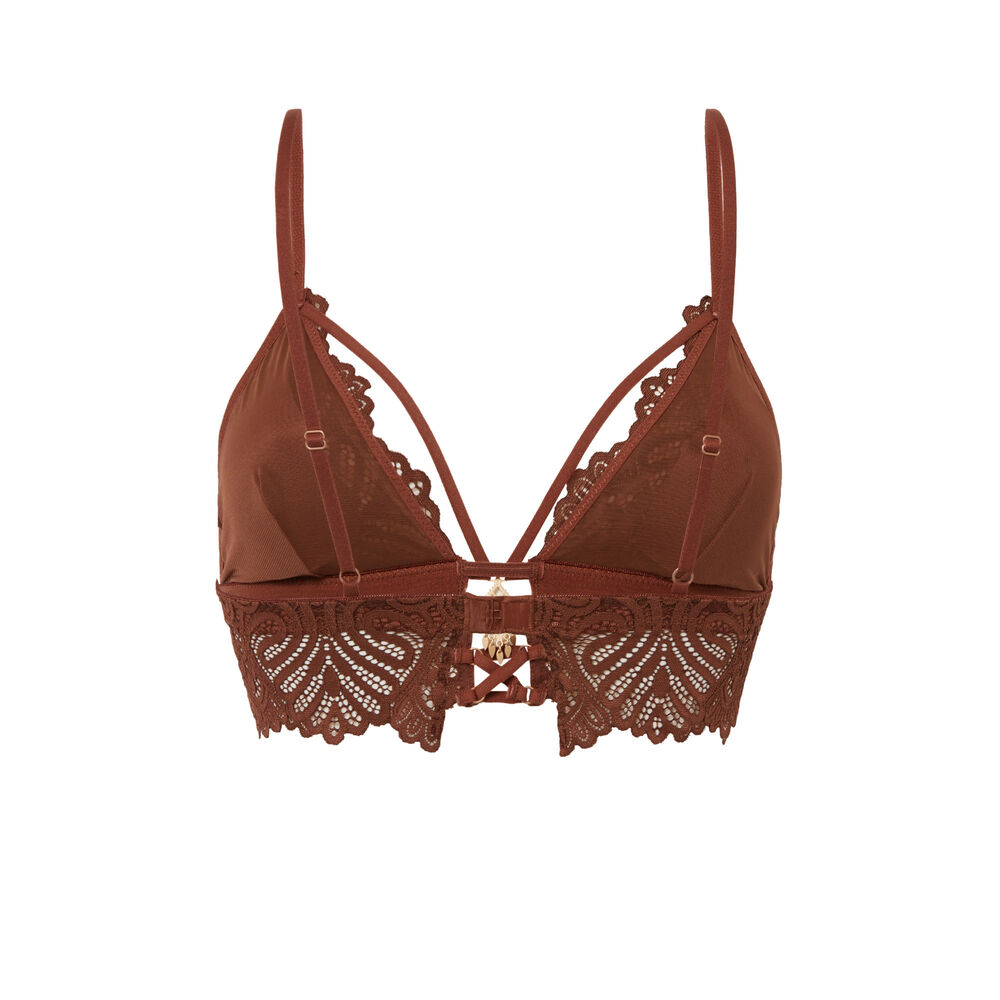 Soutien-gorge triangle en dentelle - marron marron.