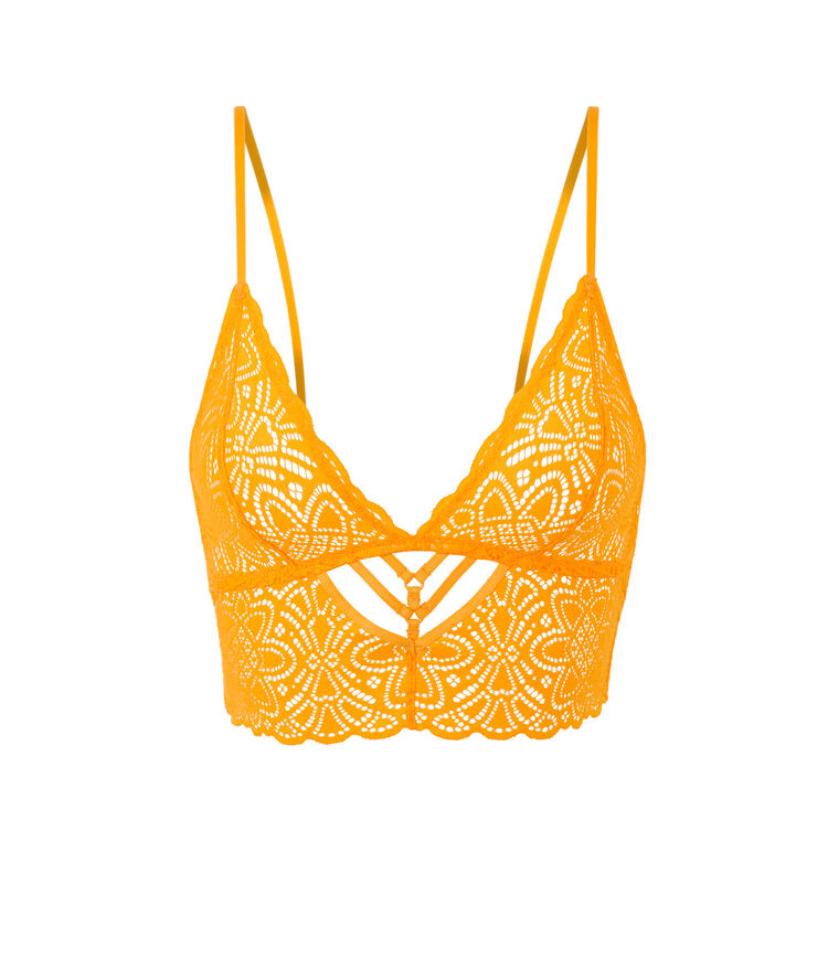 Soutien-gorge triangle sans armatures en dentelle marceliz safran.