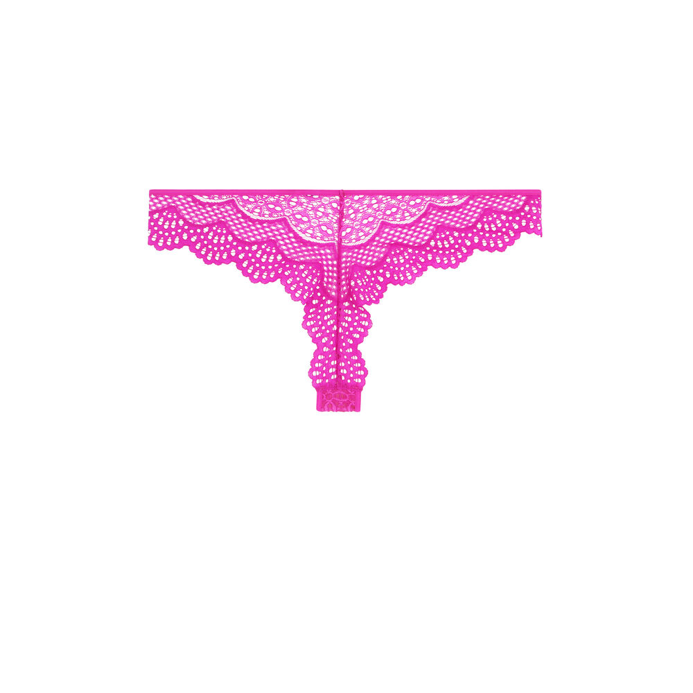 Tanga en dentelle à détails - rose rose.