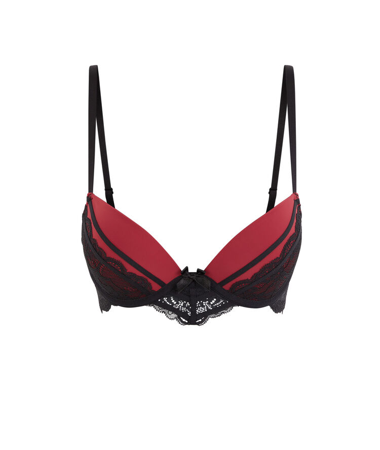 Soutien-gorge push-up en dentelle new princiz bordeaux.
