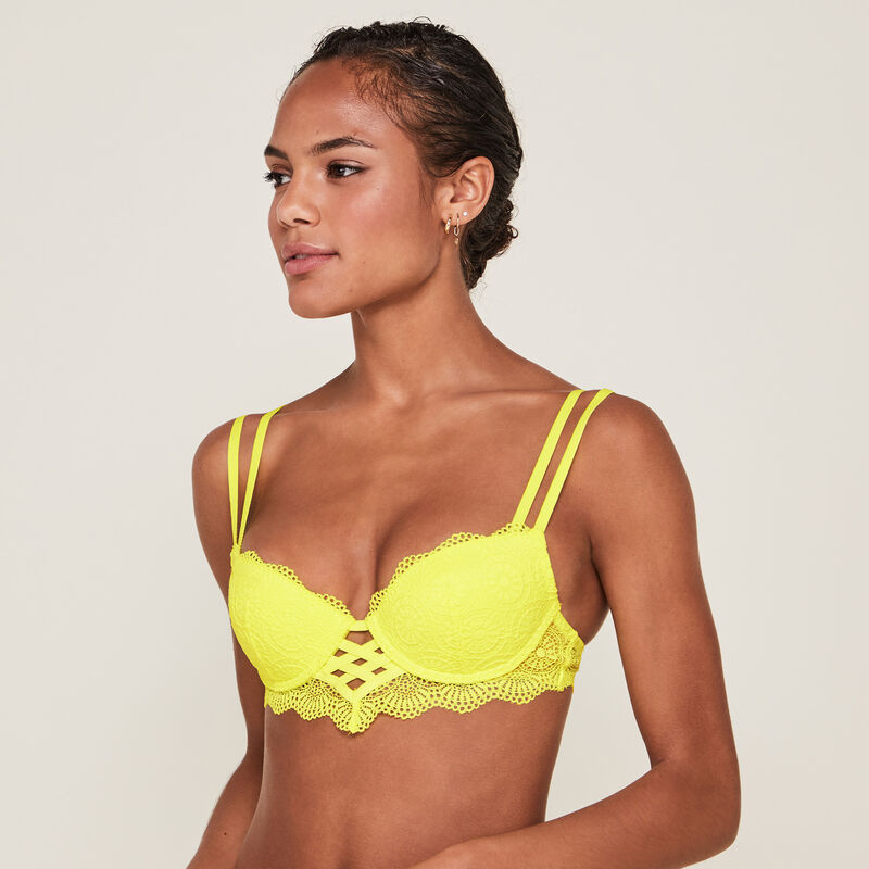 Soutien-gorge dentelle push-up - jaune fluo Soutien-gorge dentelle push-up - jaune fluo;