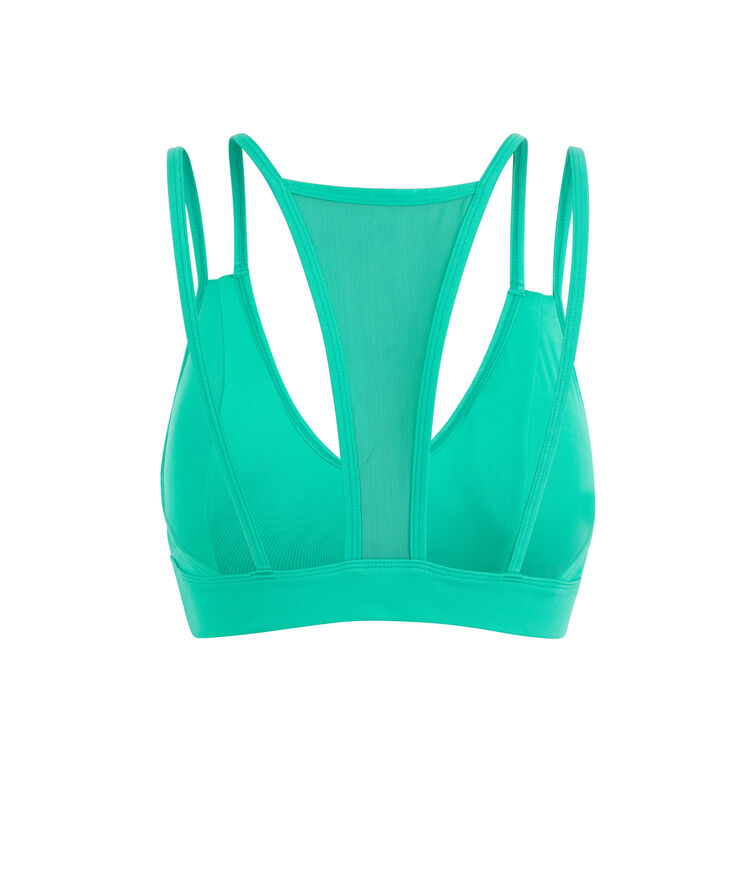 Brassière sport jersey uni nolimitiz vert émeraude.
