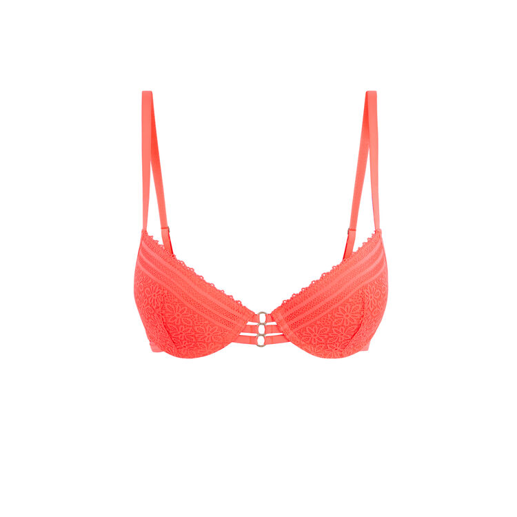 Soutien-gorge push-up en dentelle triasiz corail.