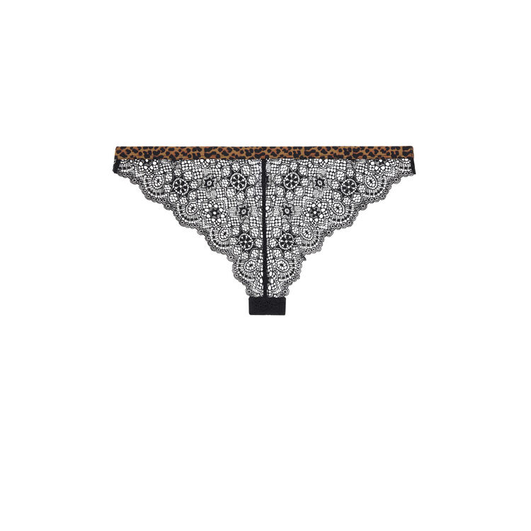 Tanga en dentelle print léopard leopoldiz noir.
