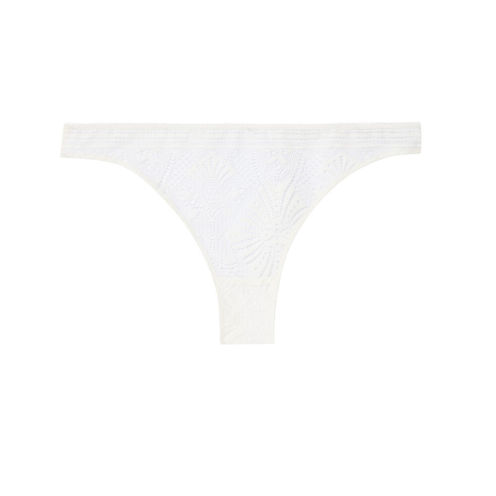 Tanga à détails liens - ecru ecru.