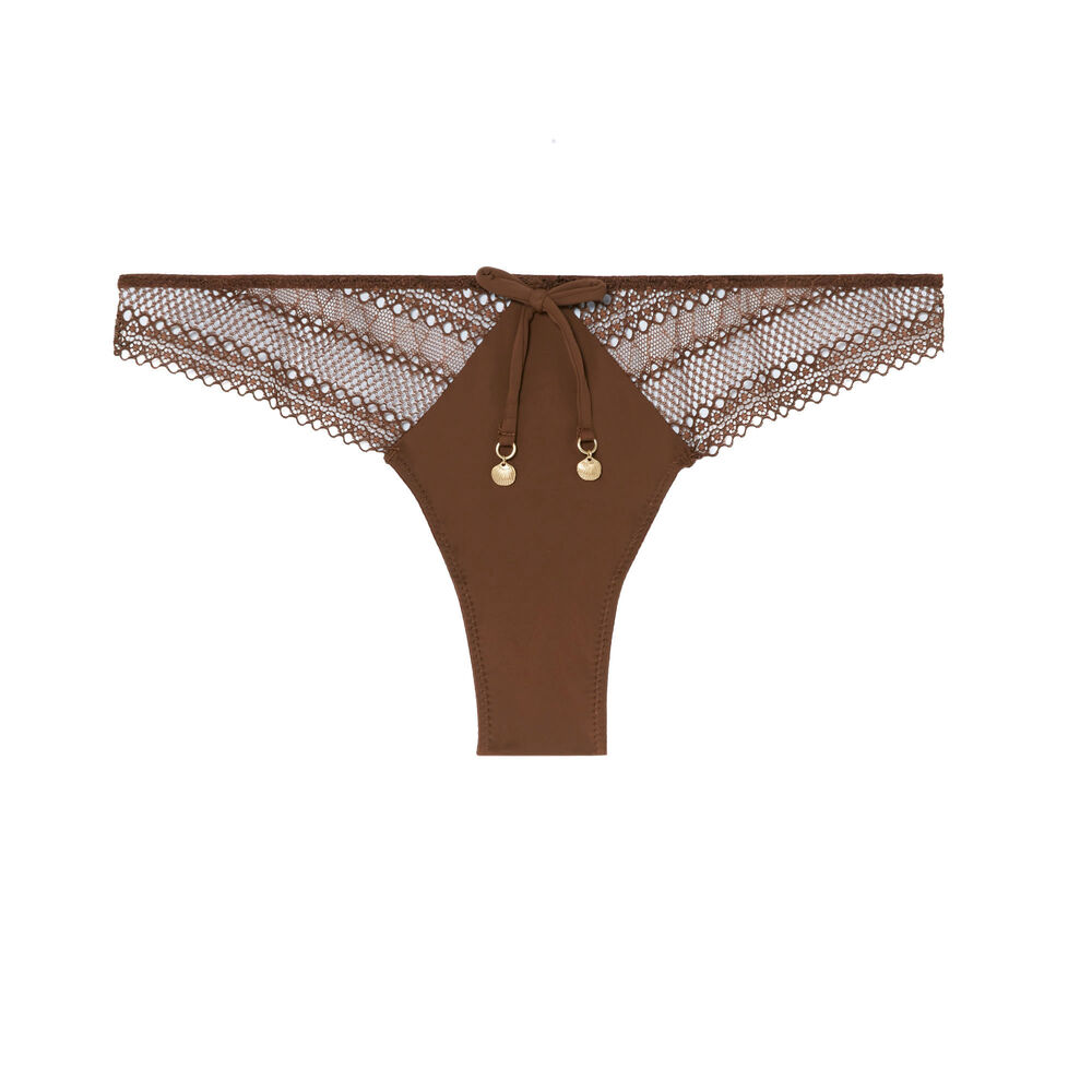 Tanga à bijoux coquillage - marron marron.