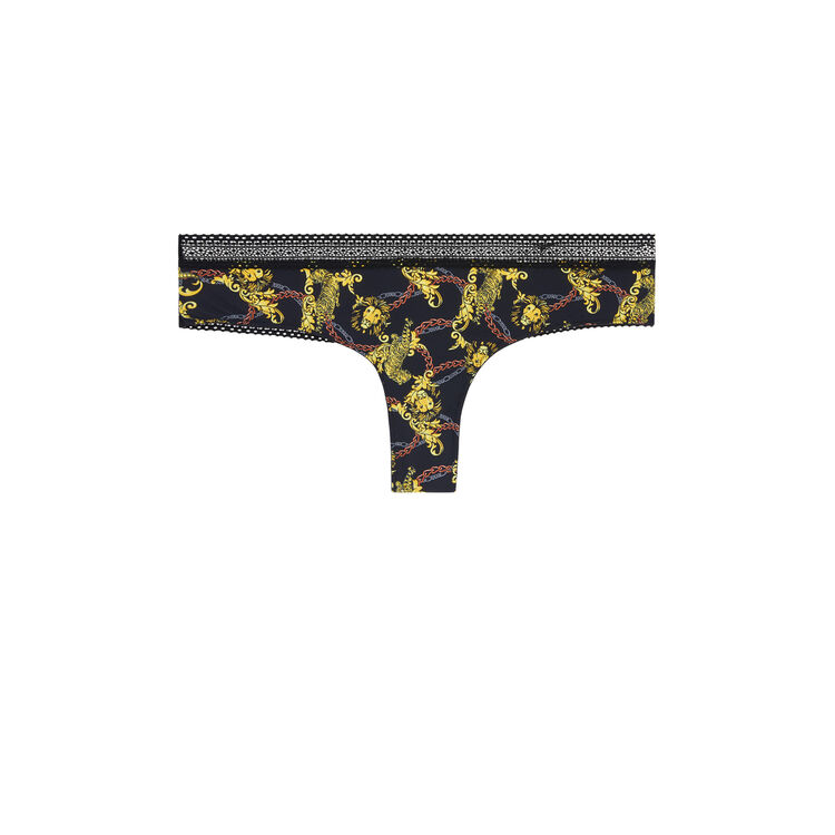 Tanga micro print fleuraliz noir.