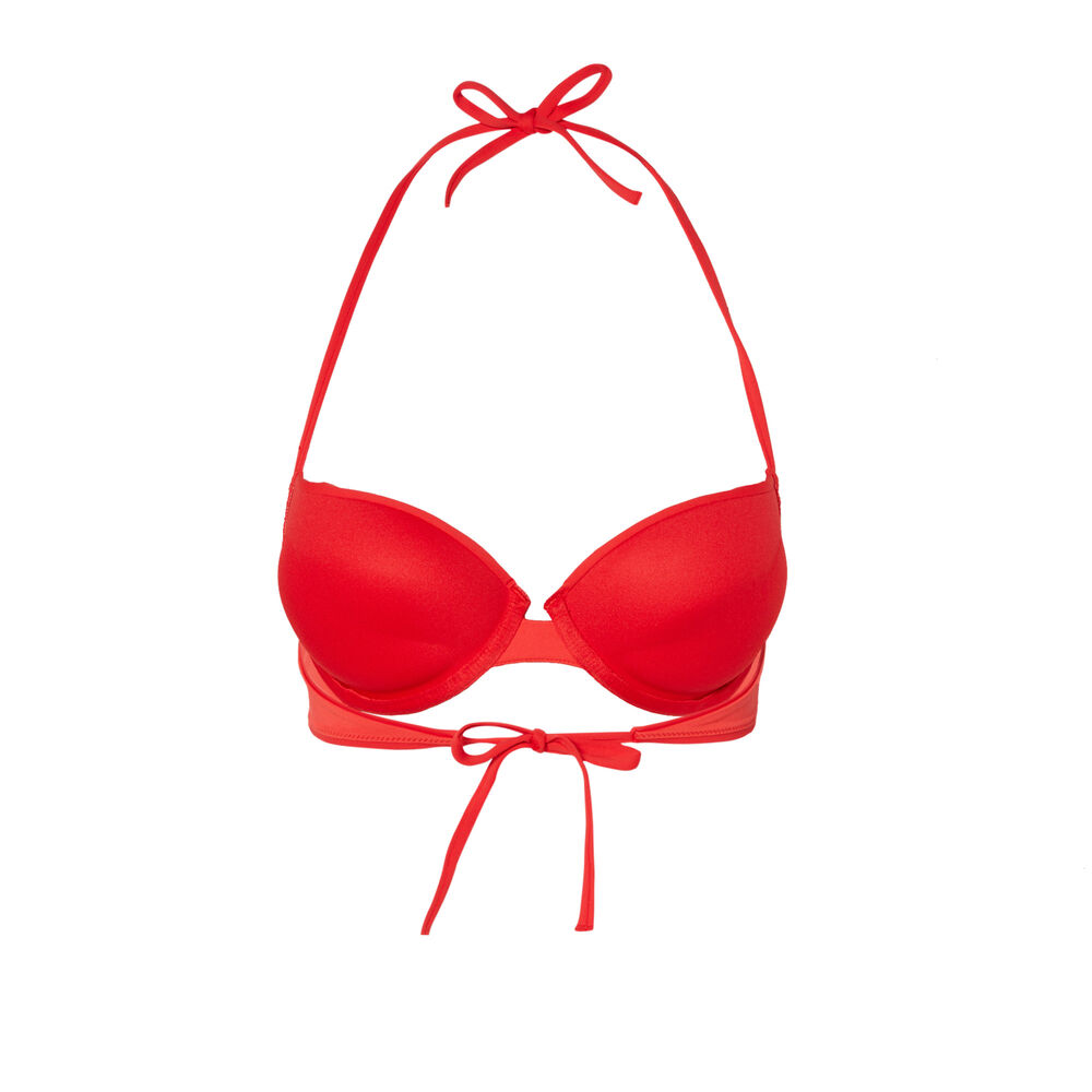 Haut de maillot push-up dos nu - rouge rouge.