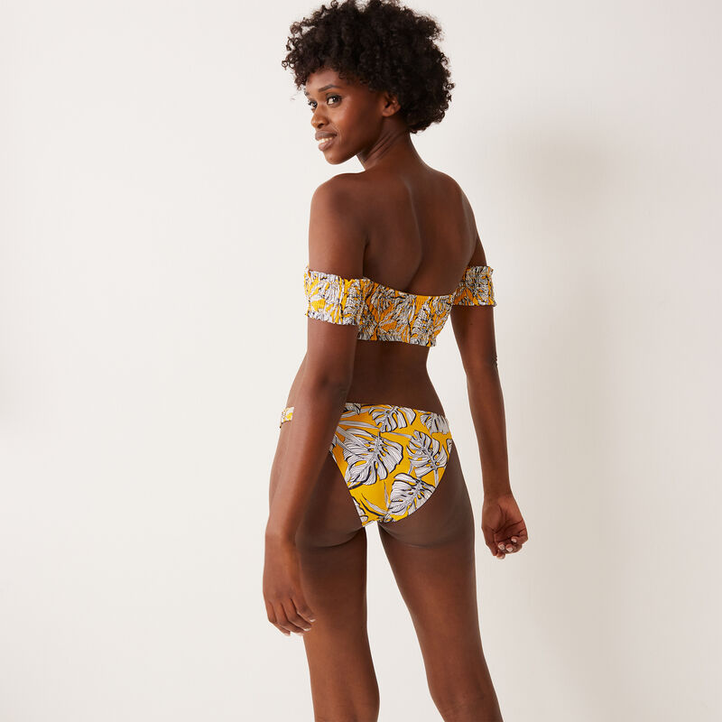 bas de maillot à détail fronces et motifs palmier - jaune bas de maillot à détail fronces et motifs palmier - jaune;