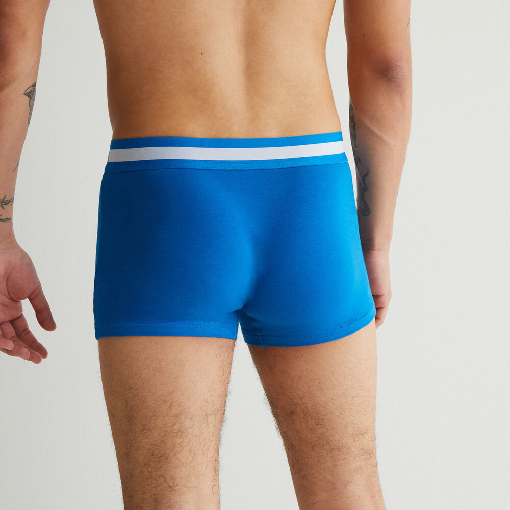 Boxer uni en coton - bleu bleu.