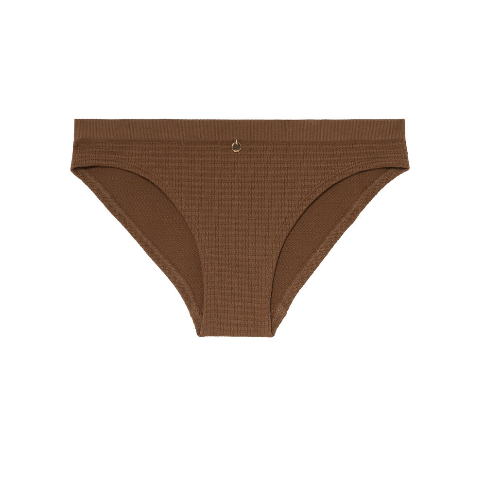 Culotte effet gauffré détail bijou - marron marron.
