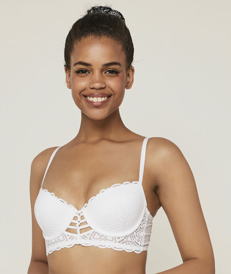 Soutien-gorge bustier push dentelle et bandings marceliz blanc.