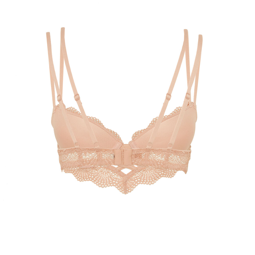 Soutien-gorge bustier push-up à détails liens - rose rose.