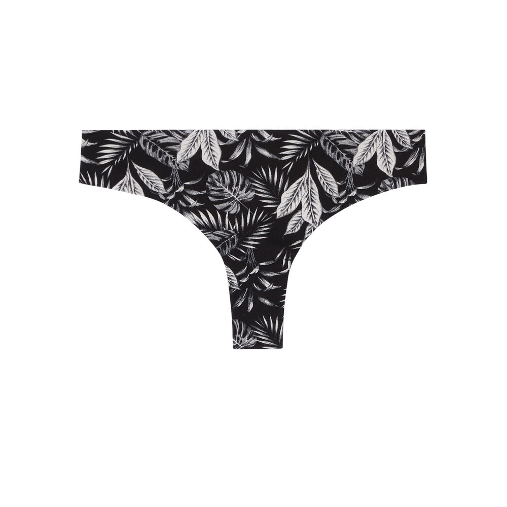 Tanga en coton uni - noir noir.