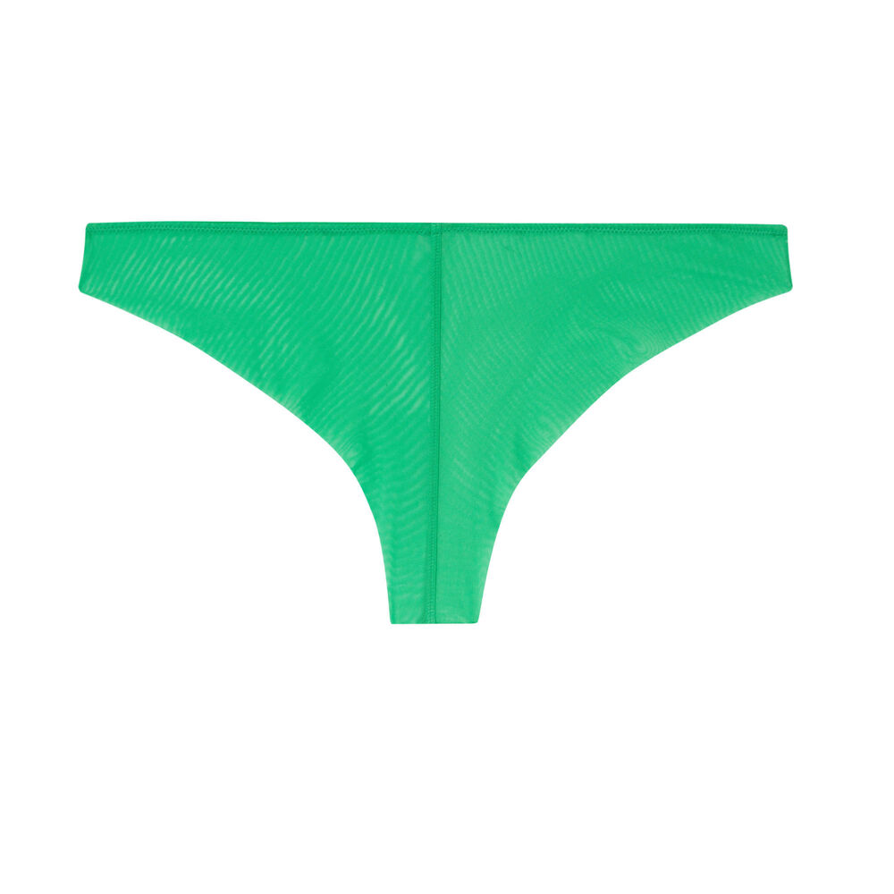 Tanga tulle et broderie fleurs - vert vert.