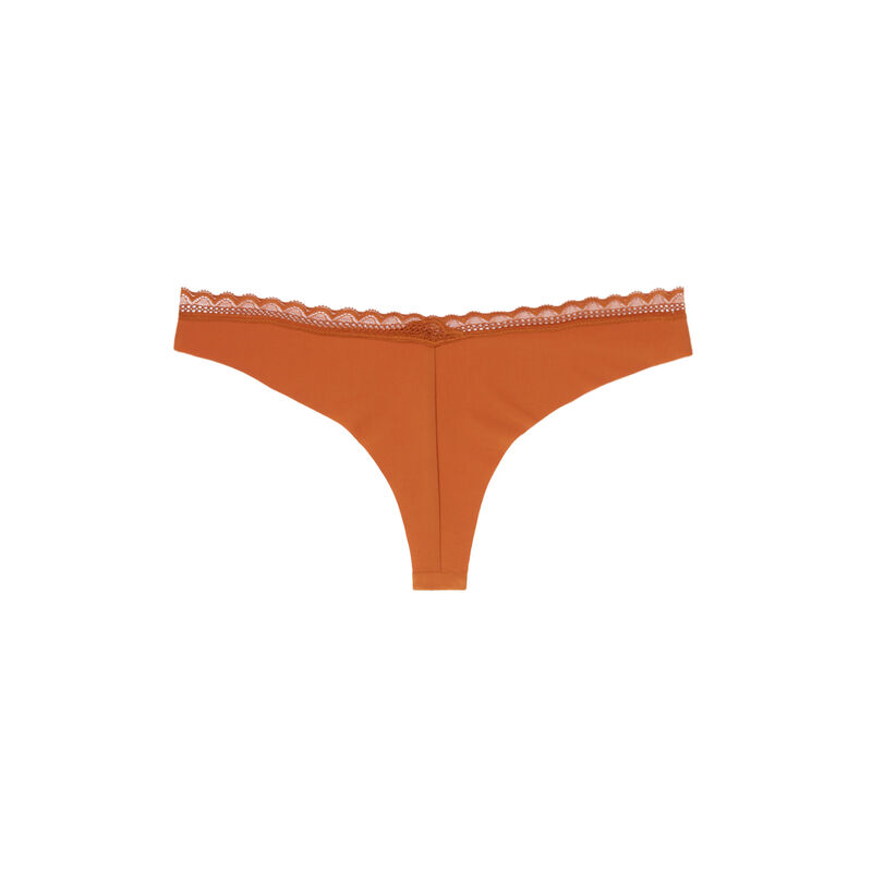 tanga en micro et élastique dentelle - marron tanga en micro et élastique dentelle - marron;
