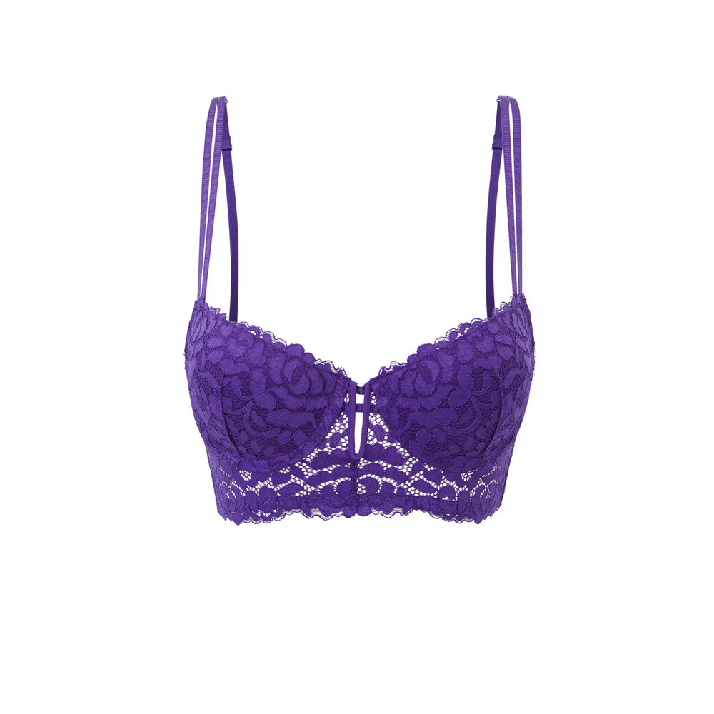Soutien-gorge bustier ampli en dentelle luluiz violet.