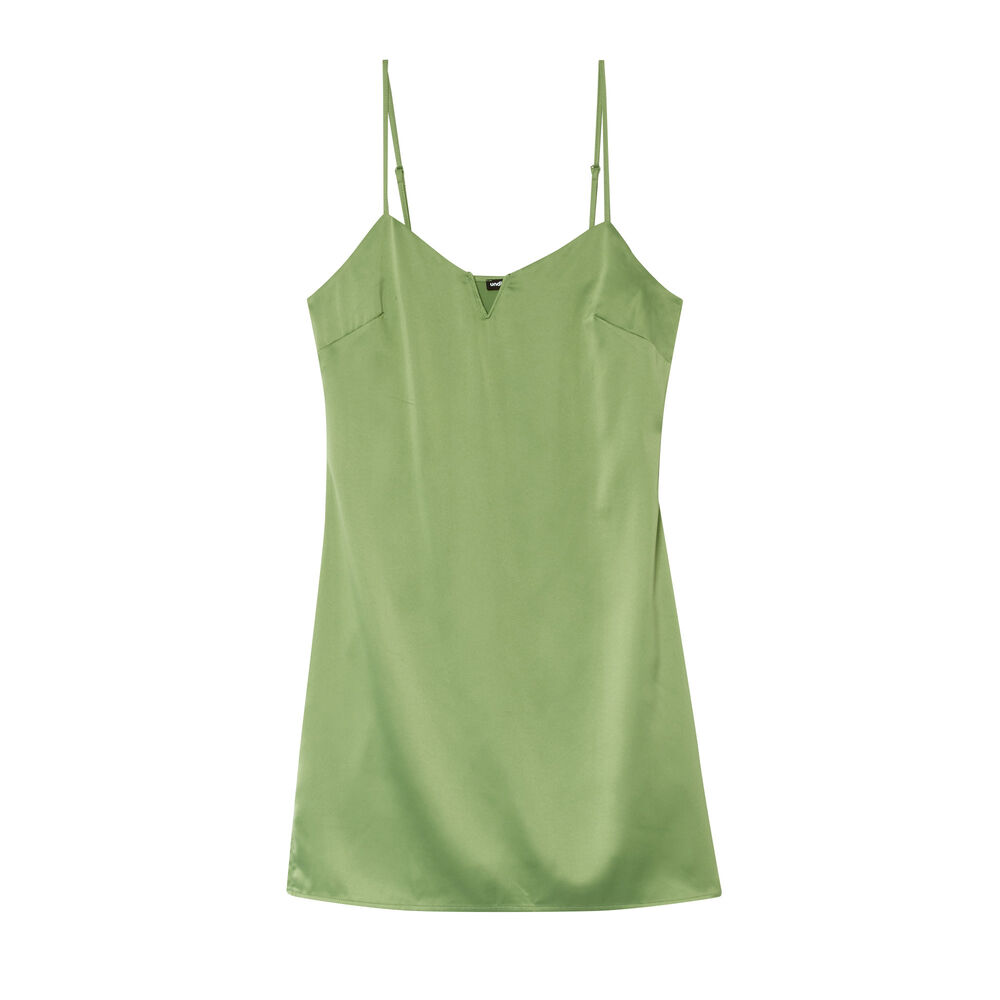 Robe satinée à décolleté armaturé - vert vert.