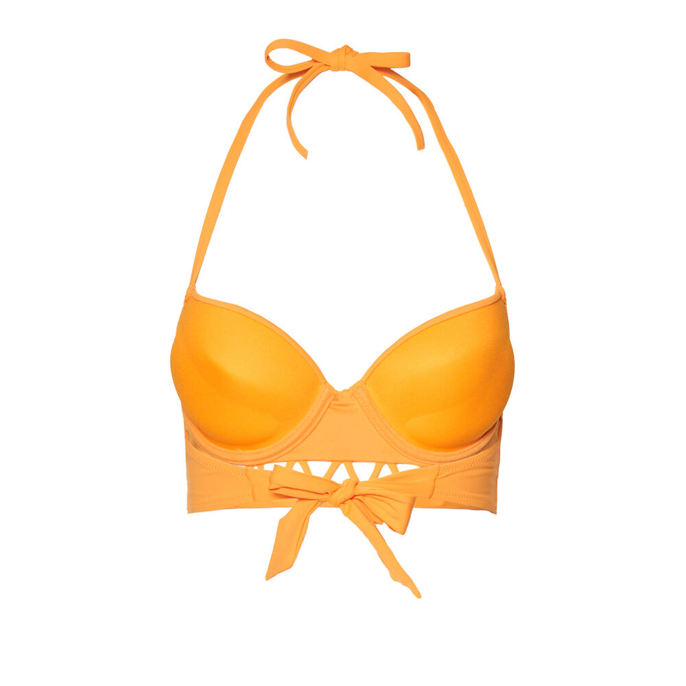 Haut de maillot de bain push-up dos nu détail aztèque - orange orange.