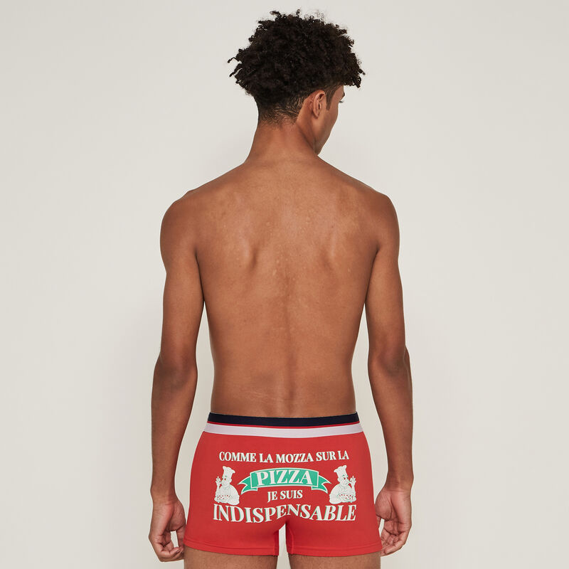 Boxer en coton imprimé pizza - rouge Boxer en coton imprimé pizza - rouge ;