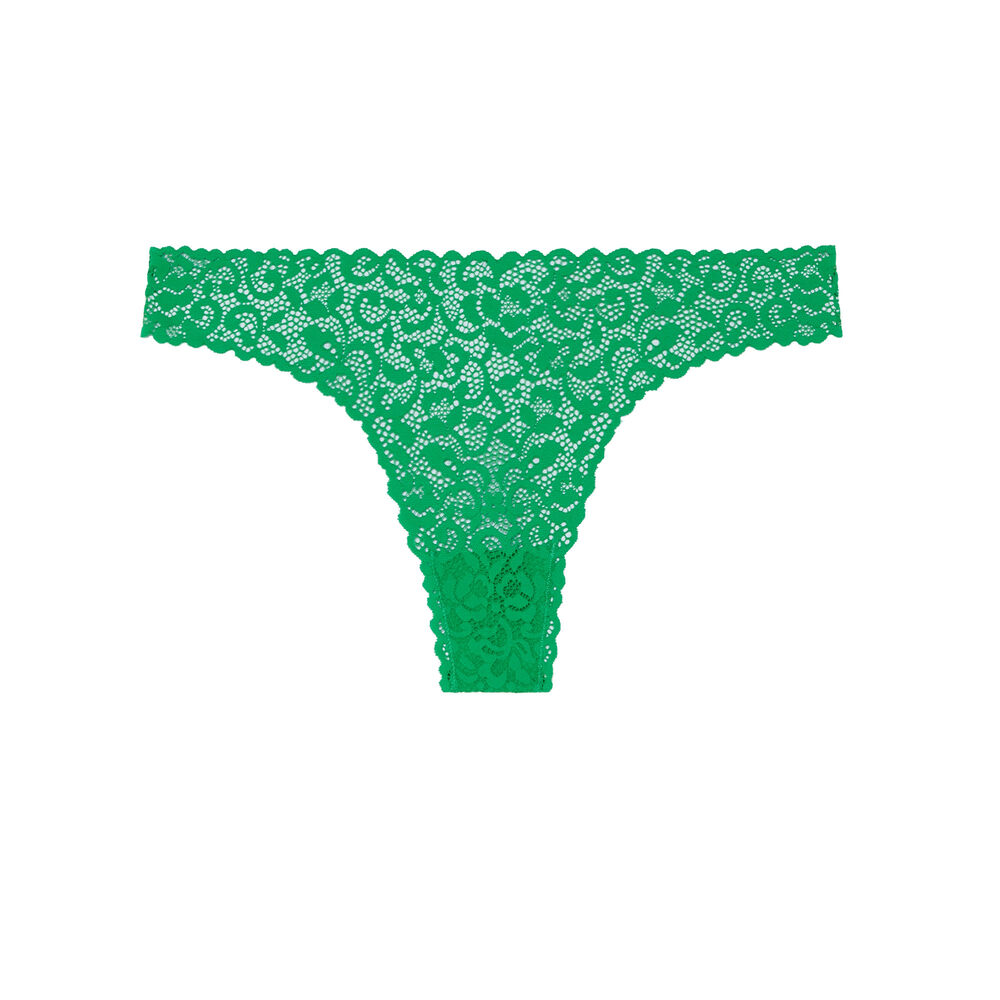 Tanga à dentelle fine - vert vert.