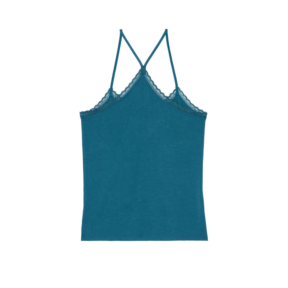 Top en jersey à fines bretelles - bleu bleu.