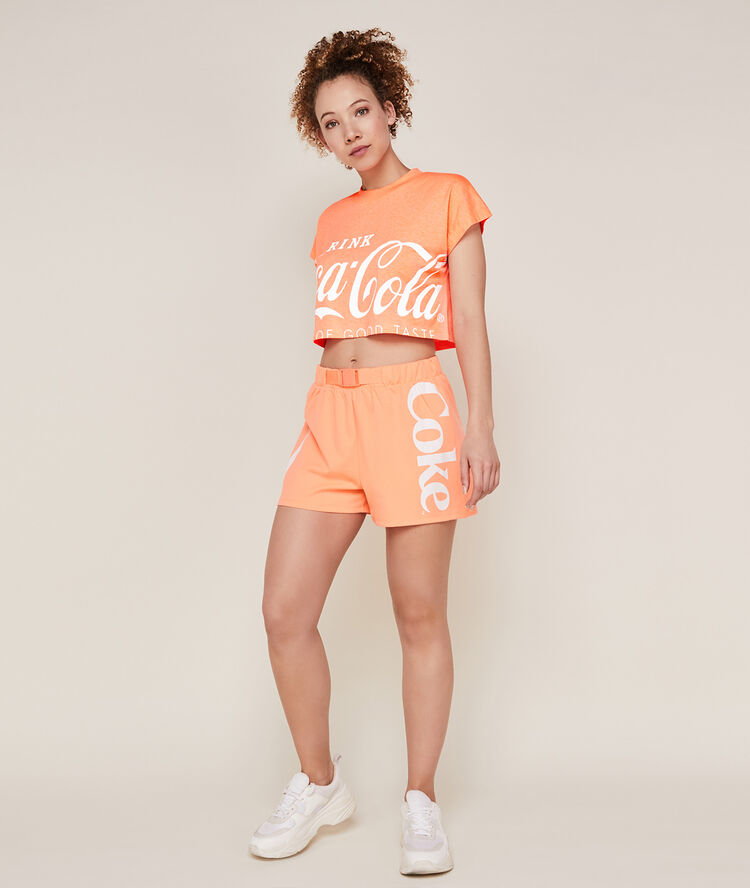 Crop top coca-cola - corail fluo corail fluo.