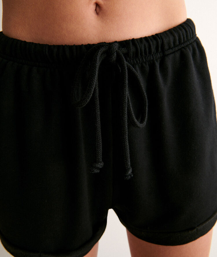 Short uni en molleton - noir noir.