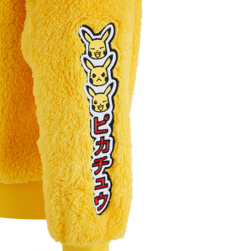 Veste polaire à capuche print pikachu pikaballiz jaune.
