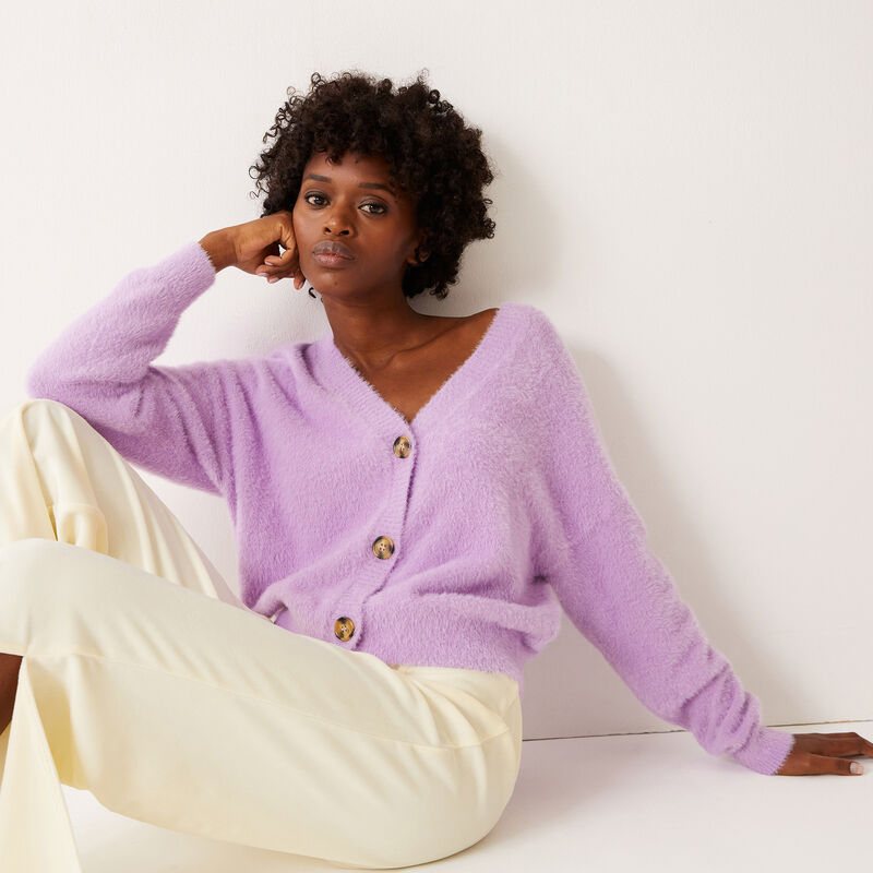 cardigan à boutons - lilas cardigan à boutons - lilas ;
