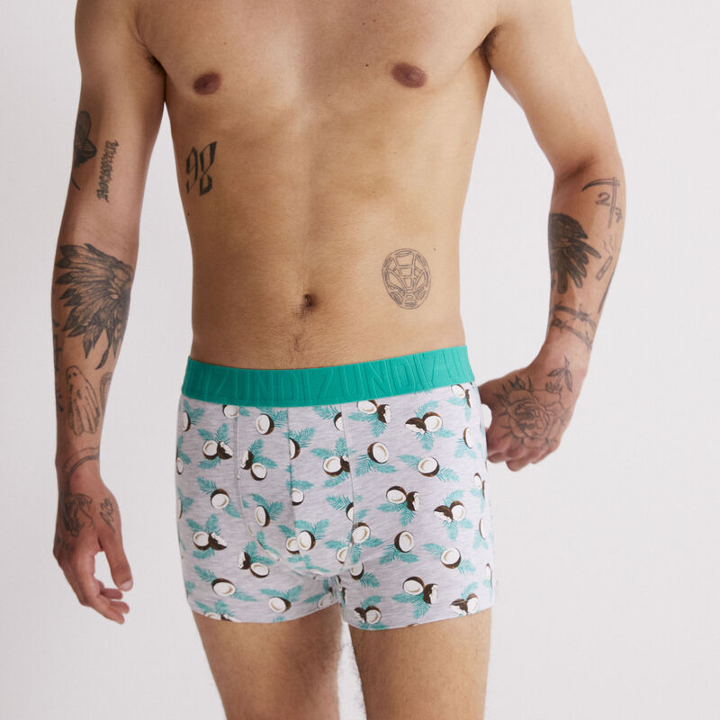 Boxer en coton imprimé noix de coco - gris Boxer en coton imprimé noix de coco - gris;