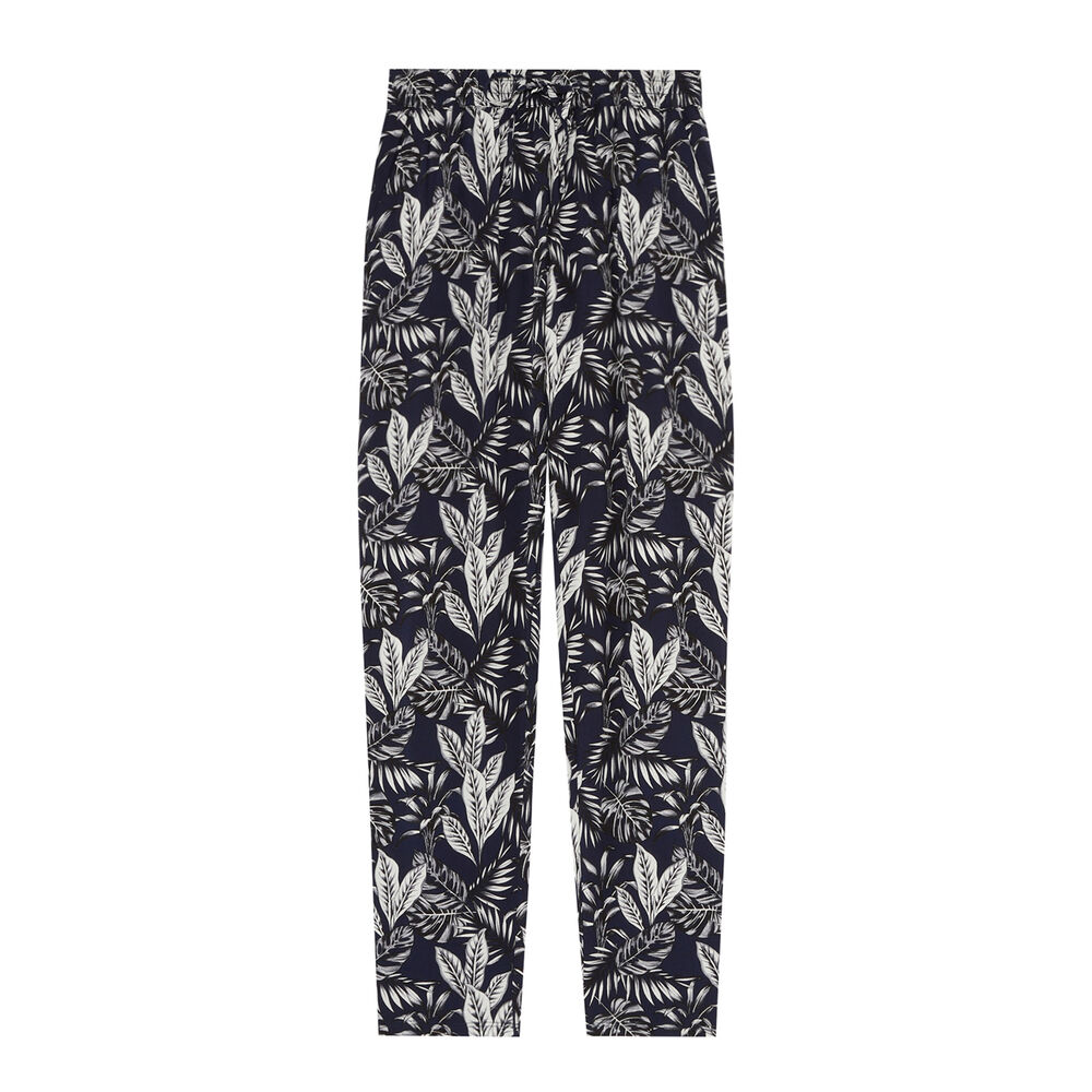 Pantalon à motifs feuilles - bleu bleu.