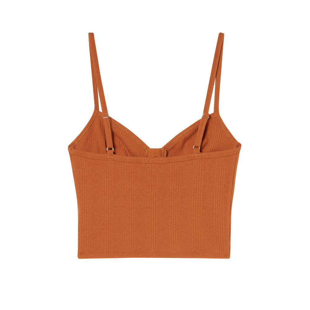 Top à bretelles fines effet corset - marron marron.
