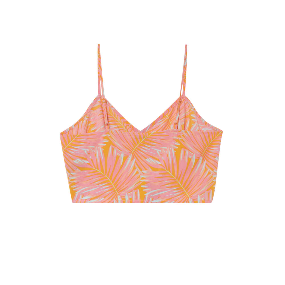 Crop top noué motifs palmier - orange orange.