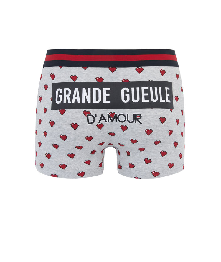 Boxer en coton print cœurs grandegueuliz gris.