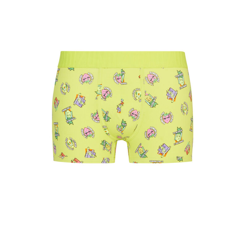 Boxer en coton imprimé fruits - jaune Boxer en coton imprimé fruits - jaune;