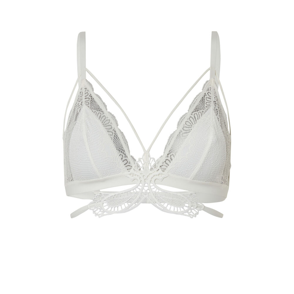 Soutien-gorge triangle sans armatures décolleté effet tattoo - écru ecru.