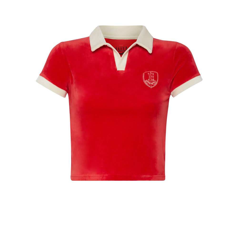 Polo elite en velours - rouge rouge.
