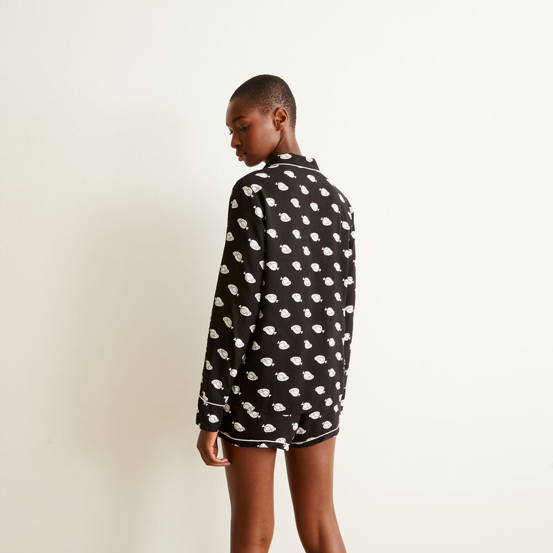 short satiné imprimé dinde de Noël - noir short satiné imprimé dinde de Noël - noir;