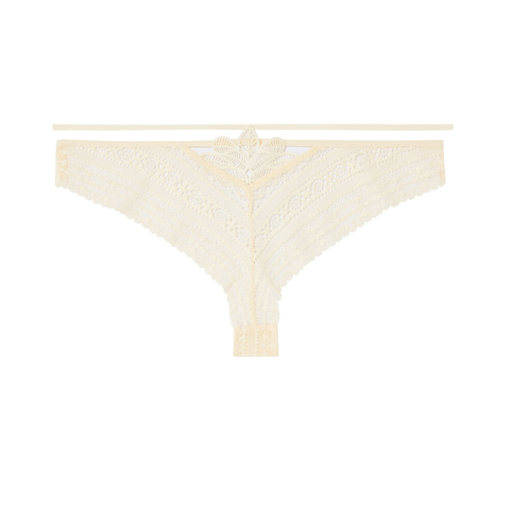Tanga en dentelle détail banding - écru ecru.
