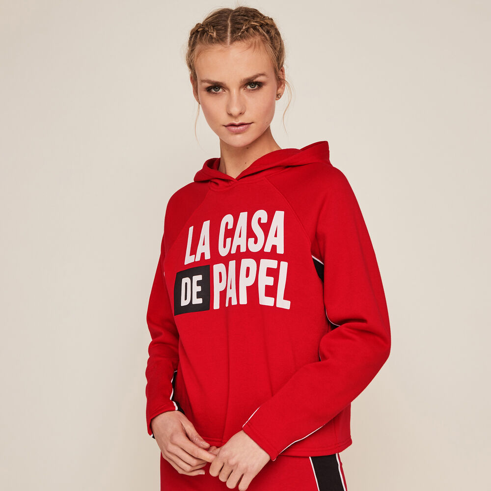 Sweat à capuche casa de papel - rouge rouge.