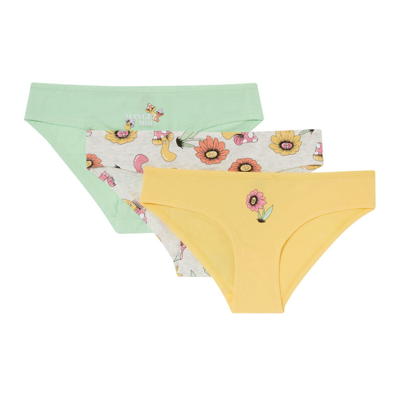 lot de 3 culottes mood fleurs - jaune lot de 3 culottes mood fleurs - jaune;