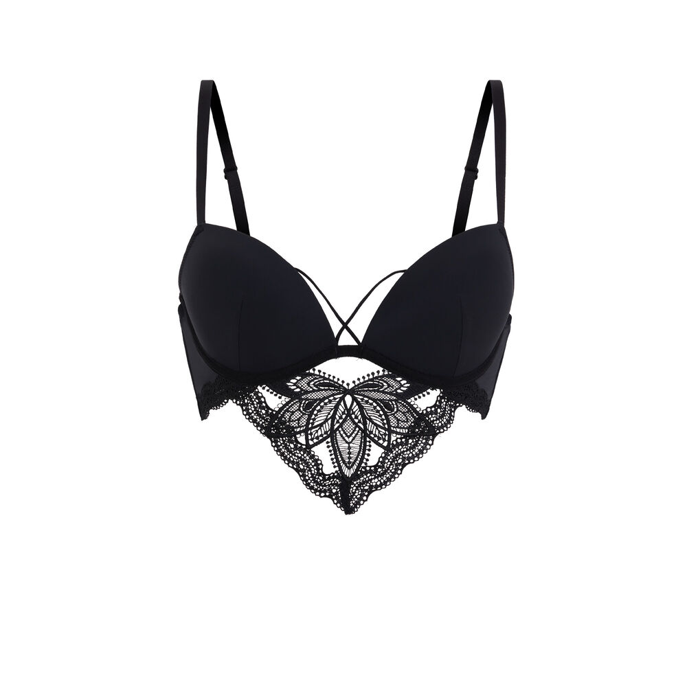 Soutien-gorge push micro et dentelle - noir noir.