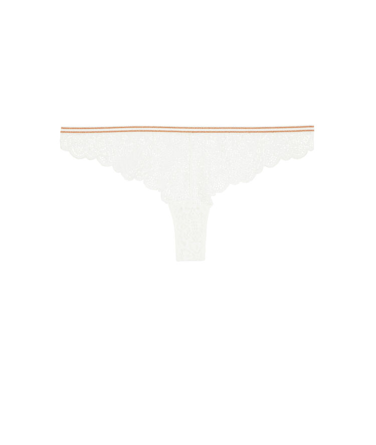 Tanga en dentelle détail bande lurexbandiz blanc.