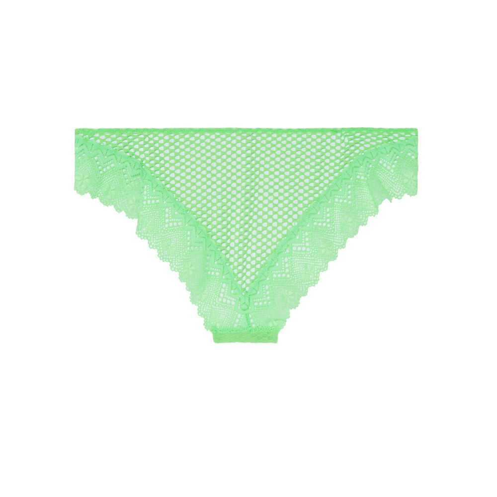 Tanga en dentelle et résille - vert vert.