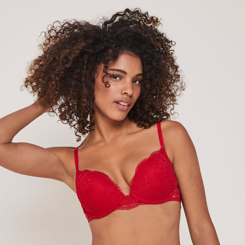 Soutien-gorge ultrapush en dentelle sabriniz rouge.