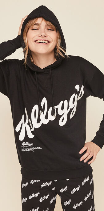 Sweat &agrave; capuche licence kellogg's kellogiz noir.