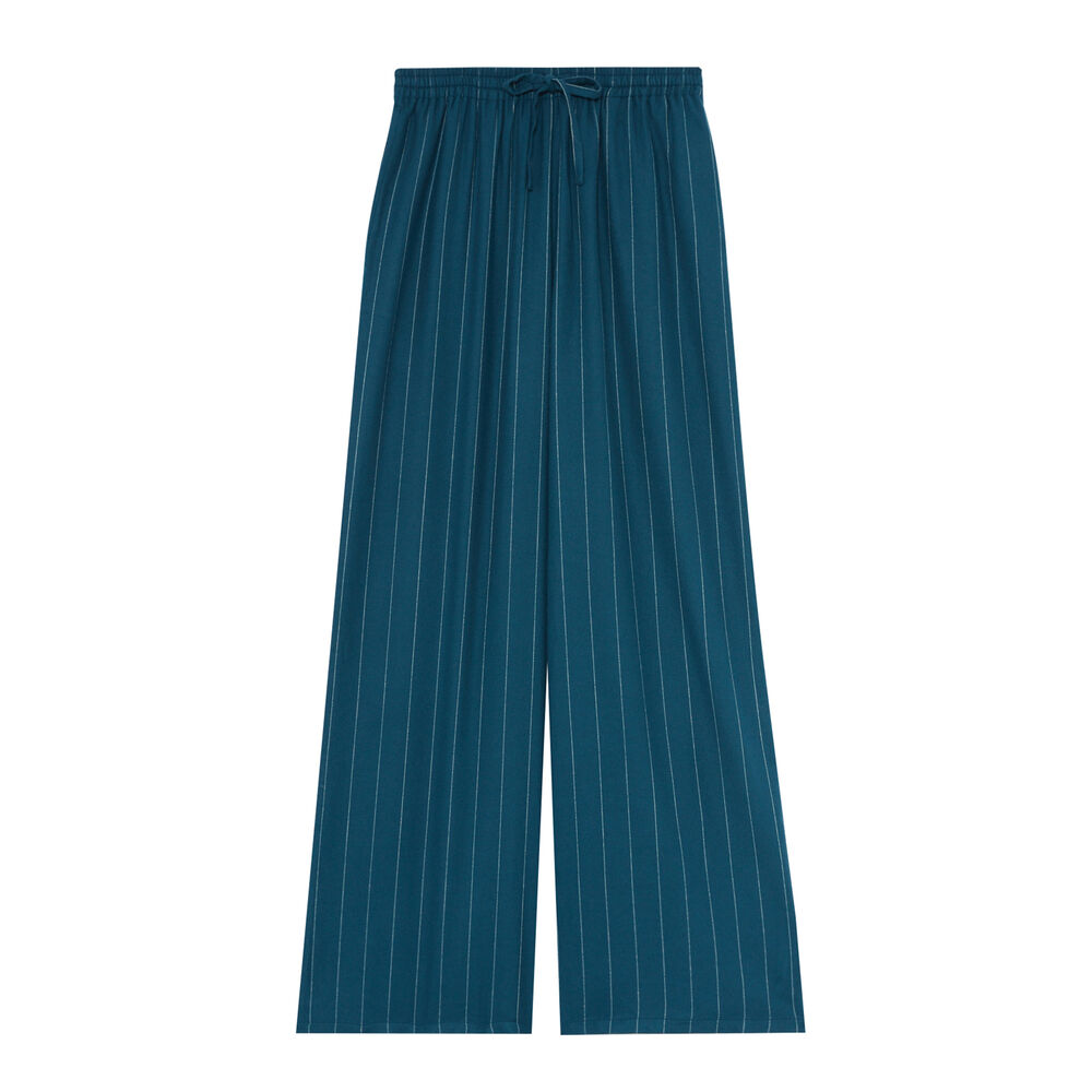 Pantalon large en flanelle et rayures - bleu bleu.